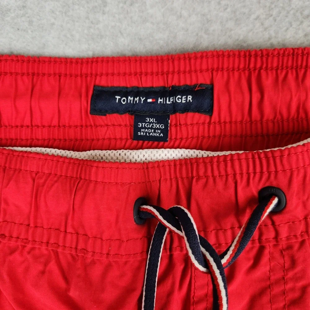 Tommy Hilfiger Mens Red Swim Trunks Mesh Lined Drawstring Shorts 3XL‎